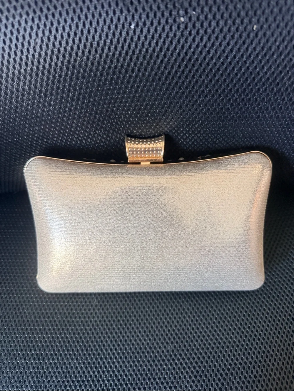Pearl-Embellished Gold Evening Clutch